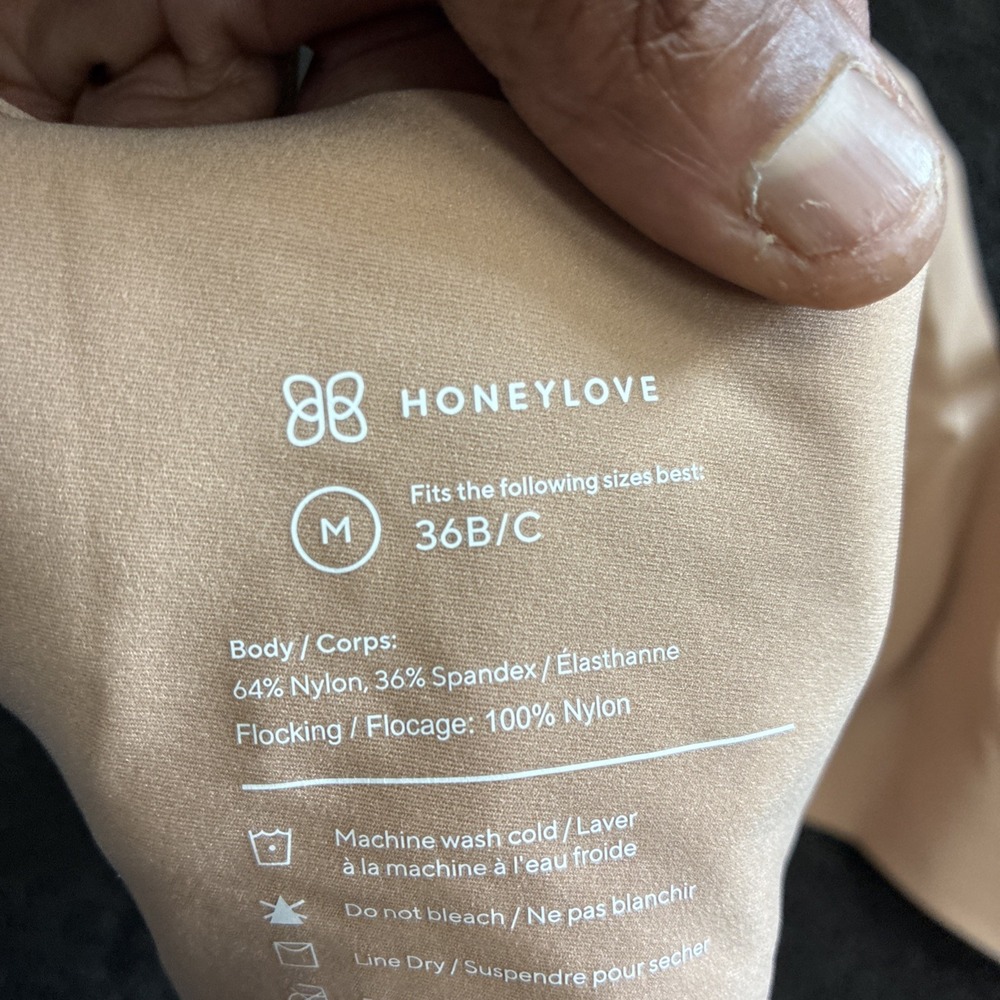 Honeylove Bra Sand Silhouette Wireless Remove Pads Back SZ Medium 36 B/C - Picture 7 of 8